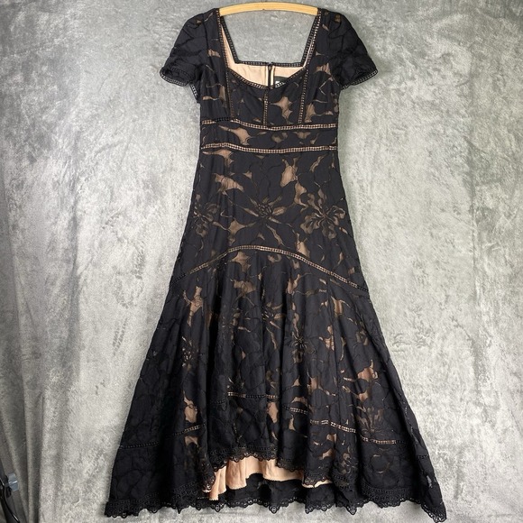 Anthropologie Dresses & Skirts - Anthropologie Dress Womens Sz 6 Black Slim Lace Maxi Floral Cocktail Evening